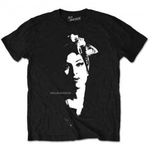 Amy Winehouse Unisex T-Shirt: Scarf Portrait (Black) (Large)