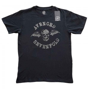 Avenged Sevenfold Unisex T-Shirt: Deathbat (Black) (Embellished) (Large)