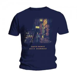 David Bowie Unisex T-Shirt: Ziggy Stardust (Navy Blue) (Medium)