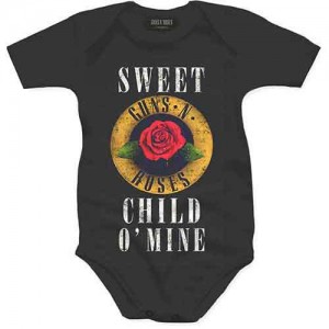 Guns N´ Roses Kids Baby Grow: Child O´ Mine Rose (Black) (0-3 Months)