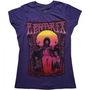 Jimi Hendrix Ladies T-Shirt: Karl Ferris Wheel (Purple) (Small)