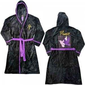 Prince Unisex Bathrobe: Doves (Black) (Back Print) (Small - Medium)
