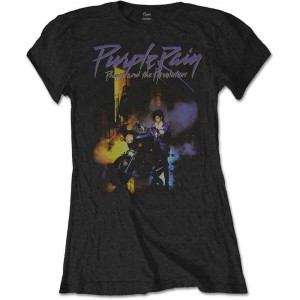 Prince Ladies T-Shirt: Purple Rain (Black) (Large)