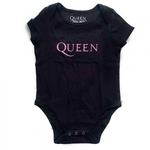 Queen Kids Baby Grow: Pink Logo (Black) (6-9 Months)