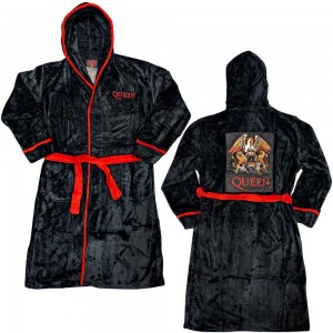 Queen Unisex Bathrobe: Classic Crest (Black) (Back Print) (Medium - Large)