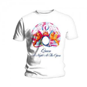 Queen Unisex T-Shirt: A Night At The Opera (White) (Medium)