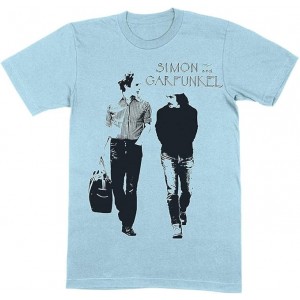 Simon & Garfunkel Unisex T-Shirt: Walking (Light Blue) (Large)