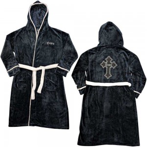 Tupac Unisex Bathrobe: Cross (Black) (Back Print) (Small - Medium)