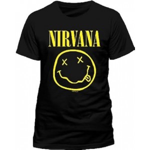 Nirvana Unisex T-Shirt: Flower Sniffin (Black) (Back Print) (Large)