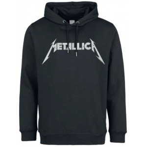 Metallica White Logo Amplified Black X-Large Hoodie Sweatshirt