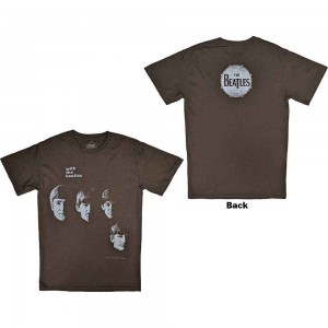 The Beatles Unisex T-Shirt: Vintage With The Beatles (Brown) (Back Print) (Small)