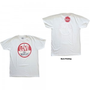 The Beatles Unisex T-Shirt: Vintage I Love The Beatles (White) (Back Print) (Large)