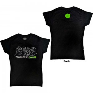 The Beatles Ladies T-Shirt: On Apple (Black) (Back Print) (Small)