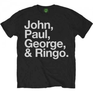 The Beatles Unisex T-Shirt: John, Paul, George & Ringo (Black) (Medium)