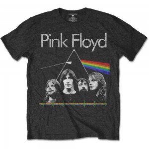 Pink Floyd Unisex T-Shirt: Dark Side of the Moon Band & Pulse (Charcoal Grey) (Small)