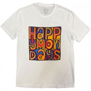 Happy Mondays Unisex T-Shirt: Greatest Hits (White) (Medium)