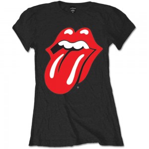 The Rolling Stones Ladies T-Shirt: Classic Tongue (Black) (X-Large)