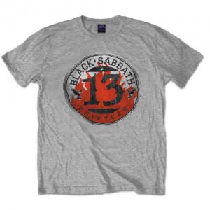 Black Sabbath Unisex T-Shirt: 13 Flame Circle (Grey) (Medium)