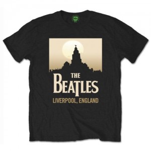 The Beatles Unisex T-Shirt: Liverpool, England (Black) (Large)