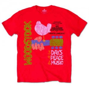 Woodstock Unisex T-Shirt: Classic Vintage Poster (Red) (X-Large)