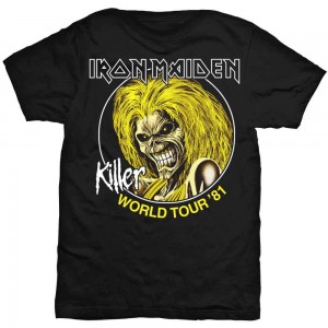 Iron Maiden Unisex T-Shirt: Killer World Tour 81 (Black) (X-Large)