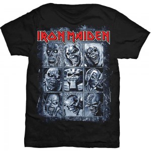 Iron Maiden Unisex T-Shirt: Nine Eddies (Black) (Large)