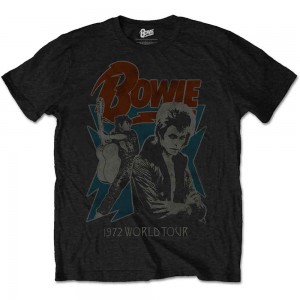 David Bowie Unisex T-Shirt: 1972 World Tour (Black) (X-Large)