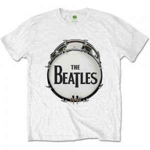 The Beatles Unisex T-Shirt: Original Drum Skin (White) (Medium)