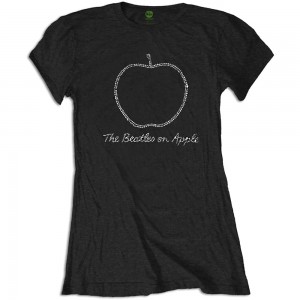 The Beatles Ladies T-Shirt: On Apple Crystals (Black) (Embellished) (X-Large)