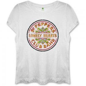 The Beatles Ladies T-Shirt: Sgt Pepper (White) (Fitted) (Large)