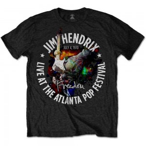 Jimi Hendrix Unisex T-Shirt: Atlanta Pop Festival 1970 (Black) (Medium)