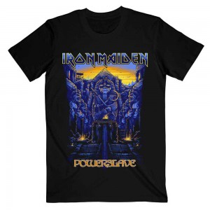 Iron Maiden Unisex T-Shirt: Dark Ink Powerslaves (Black) (Large)