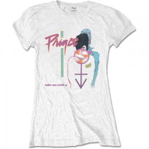 Prince Ladies T-Shirt: Take Me With U (White) (Medium)