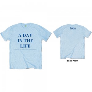 The Beatles Unisex T-Shirt: A Day In The Life (Light Blue) (Back Print) (Large)