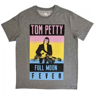Tom Petty & The Heartbreakers Unisex T-Shirt: Full Moon Fever (Sports Grey) (Soft Hand Inks) (Large)