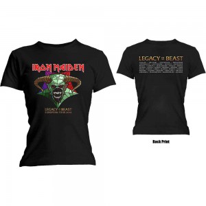 Iron Maiden Ladies T-Shirt: Legacy of the Beast Tour (Black) (Back Print) (XX-Large)