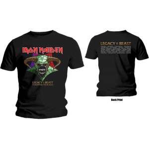 Iron Maiden Unisex T-Shirt: Legacy of the Beast Tour (Black) (Back Print) (X-Large)