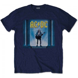AC/DC Unisex T-Shirt: Who Man Who (Navy Blue) (Medium)