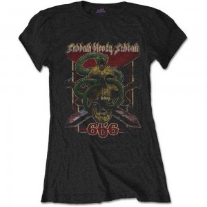 Black Sabbath Ladies T-Shirt: Bloody Sabbath 666 (Black) (Small)