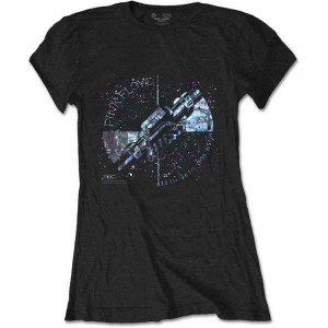 Pink Floyd Ladies T-Shirt: Machine Greeting Blue (Black) (X-Large)