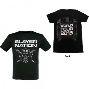 Slayer Unisex T-Shirt: Slayer Nation 2015 Dates (Black) (Back Print & Ex-Tour) (Medium)