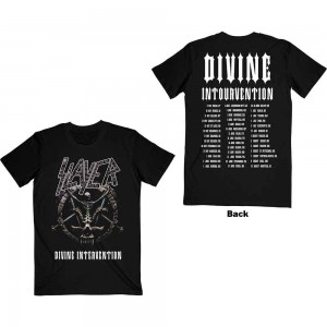 Slayer Unisex T-Shirt: Divine Intervention 2014 Dates (Black) (Back Print & Ex-Tour) (Small)