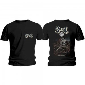 Ghost Unisex T-Shirt: Dance Macabre Cover & Logo (Black) (Back Print) (X-Large)