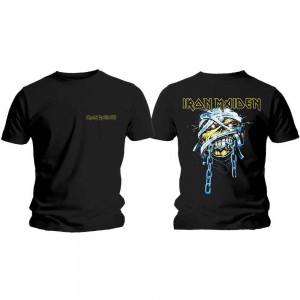 Iron Maiden Unisex T-Shirt: Powerslave Head & Logo (Black) (Back Print) (Small)