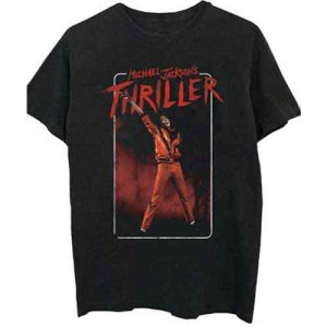 Michael Jackson Unisex T-Shirt: Thriller White Red Suit (Black) (X-Large)
