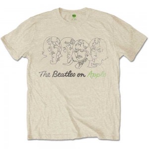 The Beatles Unisex T-Shirt: Outline Faces On Apple (Sand) (XX-Large)