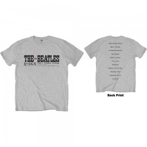 The Beatles Unisex T-Shirt: Budokan Set List (Grey) (Back Print) (Medium)
