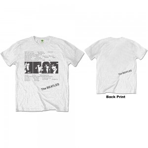 The Beatles Unisex T-Shirt: White Album Tracks (White) (Back Print) (Medium)