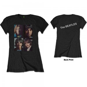 The Beatles Ladies T-Shirt: White Album Faces (Black) (Back Print) (Small)