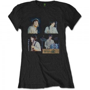 The Beatles Ladies T-Shirt: Shea Stadium Shots (Black) (Medium)